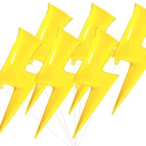 Yellow Foil Lighting Bolt Balloons - Superhero Party Decorations